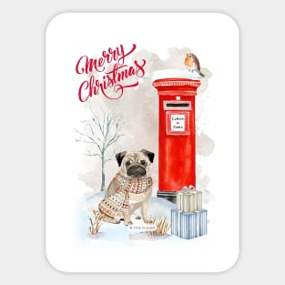 Pug Merry Christmas Santa Dog Sticker